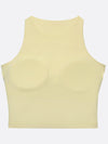 Women's Built-in Bra Shirred Crew Neck Sleeveless Crop Tank Top