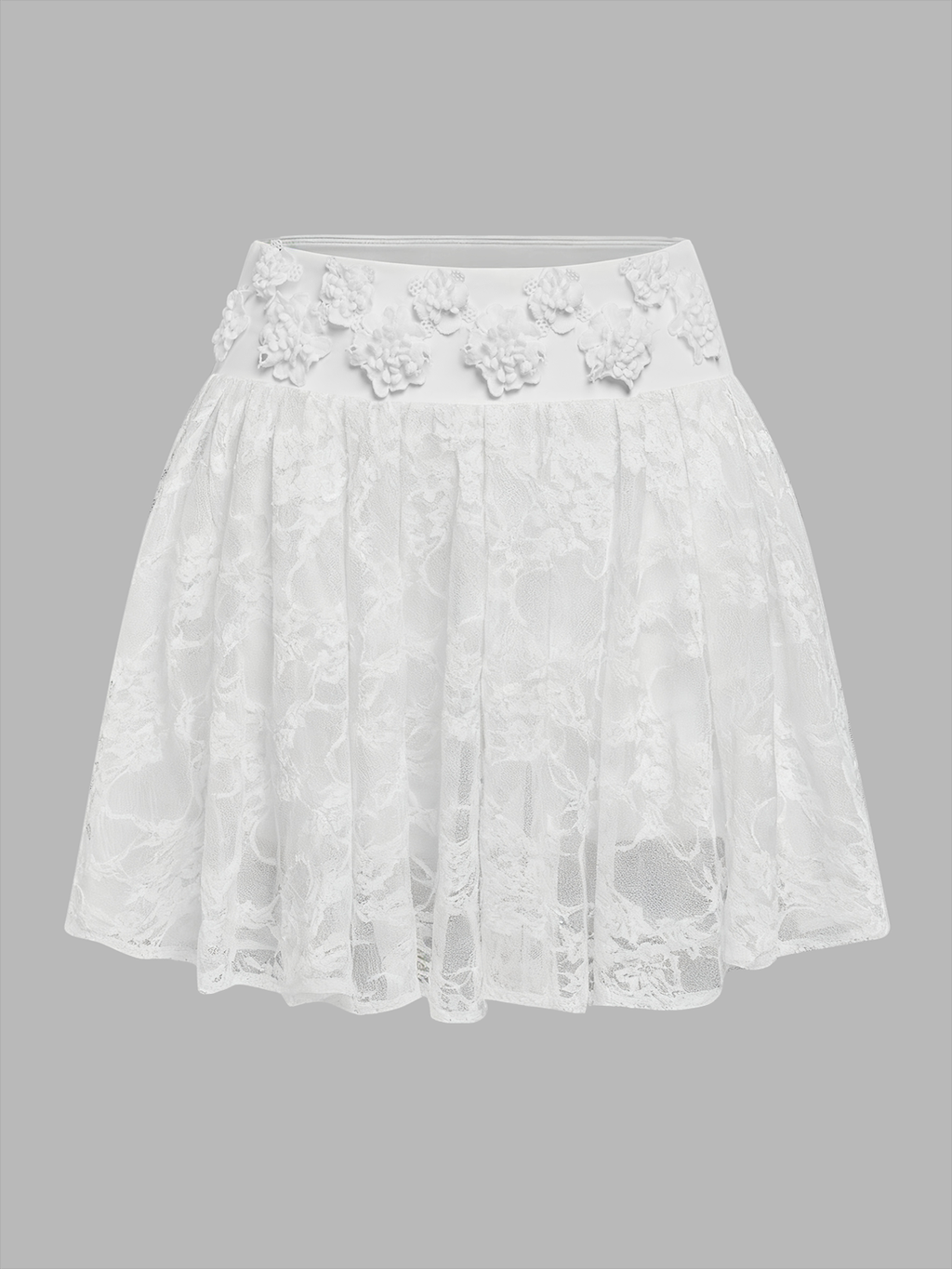 Lace 3D Flowers High-rise Waist Tennis Skirt