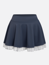 Mesh-Trimmed High-Elastic Waist Tennis Skirt