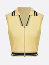 Women's Full-Zip Knit Polo Collar Sleeveless Crop Tank Top
