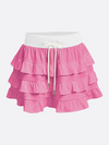 Contrast Waist Tiered Ruffles Tennis Skirt