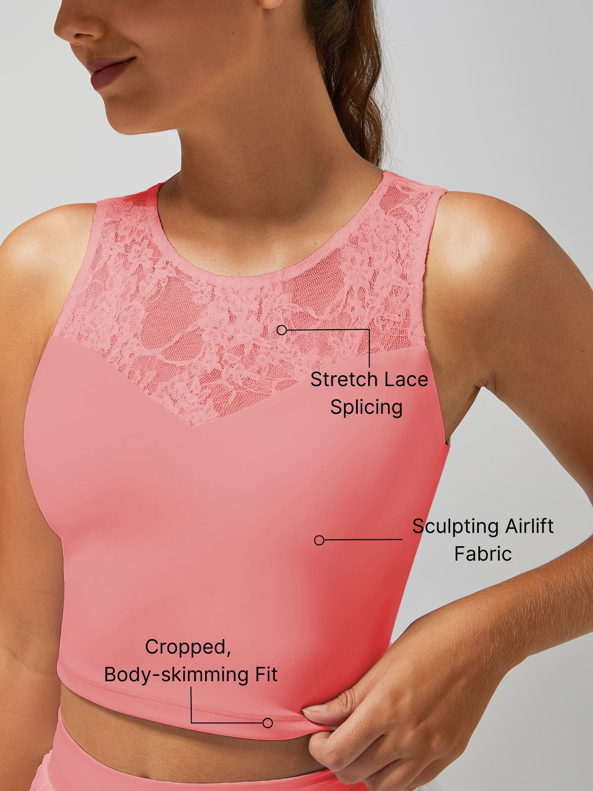 Lace Splicing Crew Neck Tank Top
