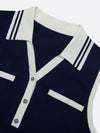 Women's Breathable Knit Polo Collar Sleeveless Tank Top
