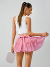 High-stretch Waistband Bow Tennis Skirt Hot Pink