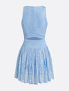 Built-in Bra 3D Floral Cut Out Lace Crew Neck Sleeveless Tennis Dress