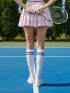 Lace-trimmed Pleated Tennis Skirt Pink