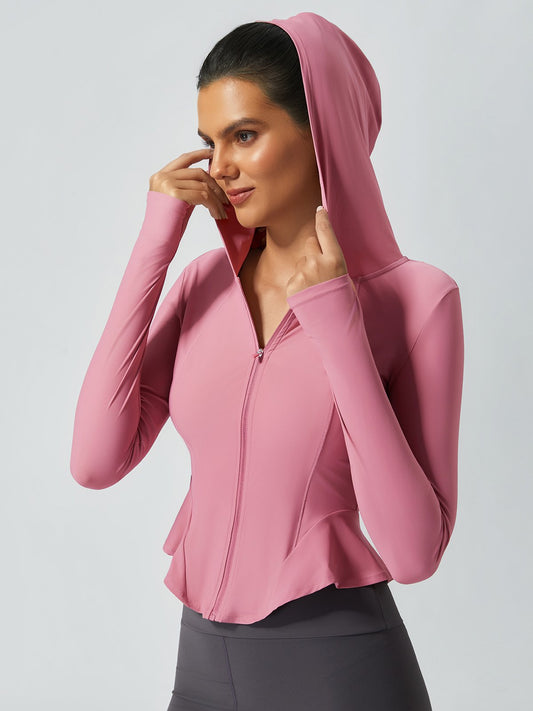 Women's Sun Protection Ruffled Zipper Hoodie Jacket