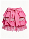 Breathable Bow Lace A-Line Tennis Skirt Hot Pink