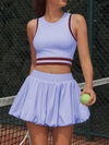 Pocket Stitching Bubble Tennis Skirt Blue