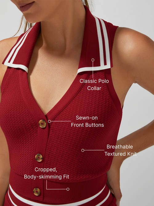 Buckle Polo Tank Top Red