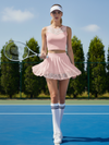 Lace-trimmed Pleated Tennis Skirt Pink