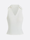 High Elasticity Lace Polo Tank Top with Built-in Bra