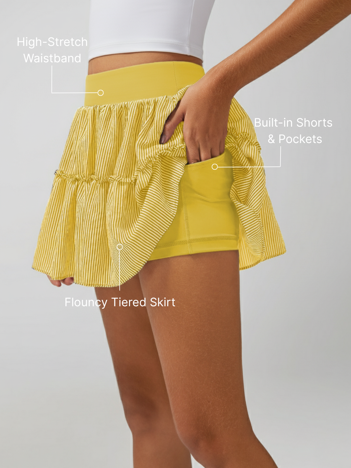 High-stretch Waistband Bow Tennis Skirt