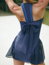 Built-in Bra Bow Cut Out Halter Neck Sleeveless Tennis Dress