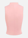 Front Zipper Stand Collar Tank Top Pink