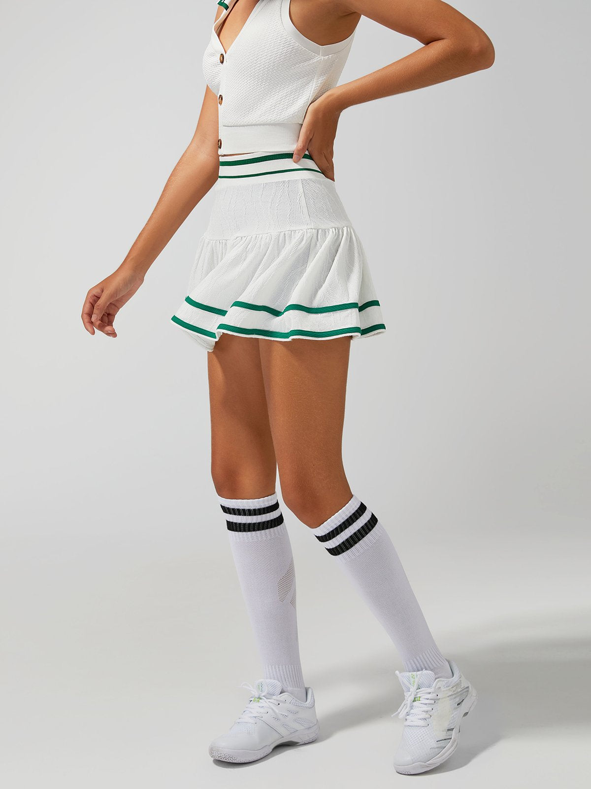 Collegiate Stripes Pleated Tennis Skirt