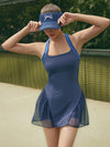 Built-in Bra Bow Cut Out Halter Neck Sleeveless Tennis Dress