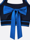 Cute Bow Halter Neckline Crop Tank Top with Built-in Bra