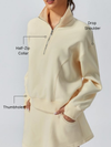 Soft Butter Casual Plain Drop Shoulder Stand Collar Sweatshirt