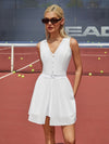 Built-in Bra Bow Cut Out V Neck Sleeveless Tennis Dress