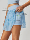 Quick-Dry Bow Floral A-Line Tennis Skirt Light Blue