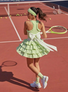 Built-in Bra Bow Folds Crew Neck Sleeveless Tennis Dress