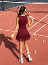 High-Elastic Button Detail Webbing Polo Collar Sleeveless Tennis Dress