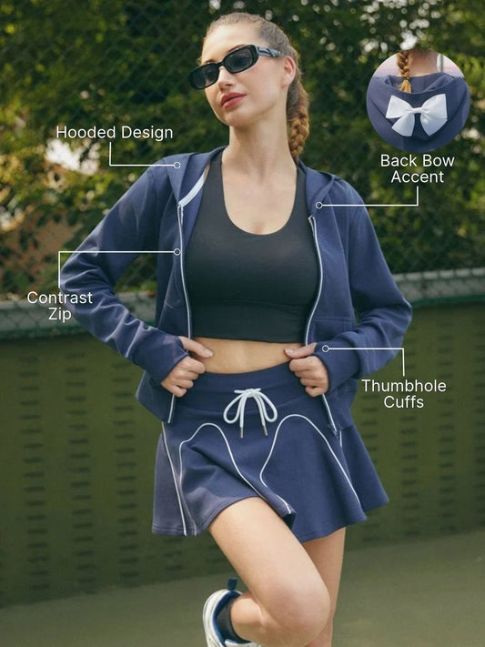 Women's Bow Pocket Stitching Hoodie Long Sleeve