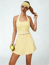 Retro Side Stripe Back Pleated A-line Tennis Skirt Pink