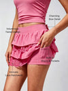 Breathable Bow Lace A-Line Tennis Skirt Hot Pink