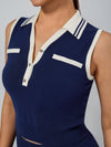 Women's Breathable Knit Polo Collar Sleeveless Tank Top