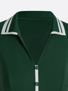 High-Elastic Button Detail Webbing Polo Collar Sleeveless Tennis Dress
