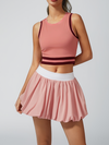 Berry Pink Seamless Ribbed Performance Fabric Crew Neck Crop Tank Top