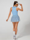 High-Elastic 3D Floral Mesh A-Line Tennis Skirt