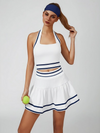Cute Bow Halter Neckline Crop Tank Top with Built-in Bra