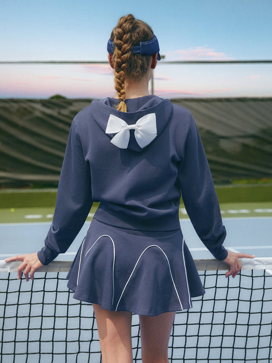 Women's Bow Pocket Stitching Hoodie Long Sleeve