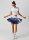 Tummy Control Ombre Pleated A-Line Tennis Skirt Navy Blue