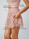 Quick-Dry Bow Floral A-Line Pickleball Skirt