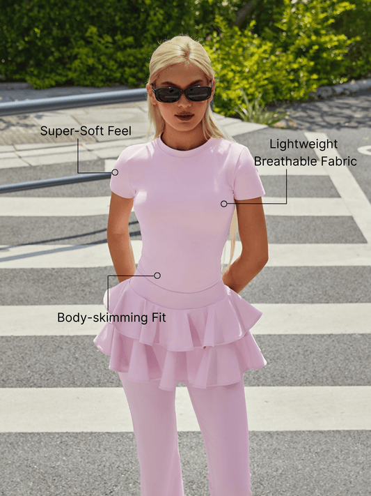 Women's High-Elastic Crew Neck Short Sleeve T-shirt