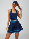 Cute Bow Halter Neckline Crop Tank Top with Built-in Bra