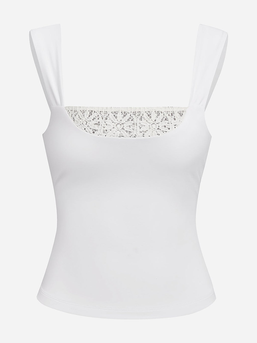 Lace Trim Wide Straps Square Neck Tank Top