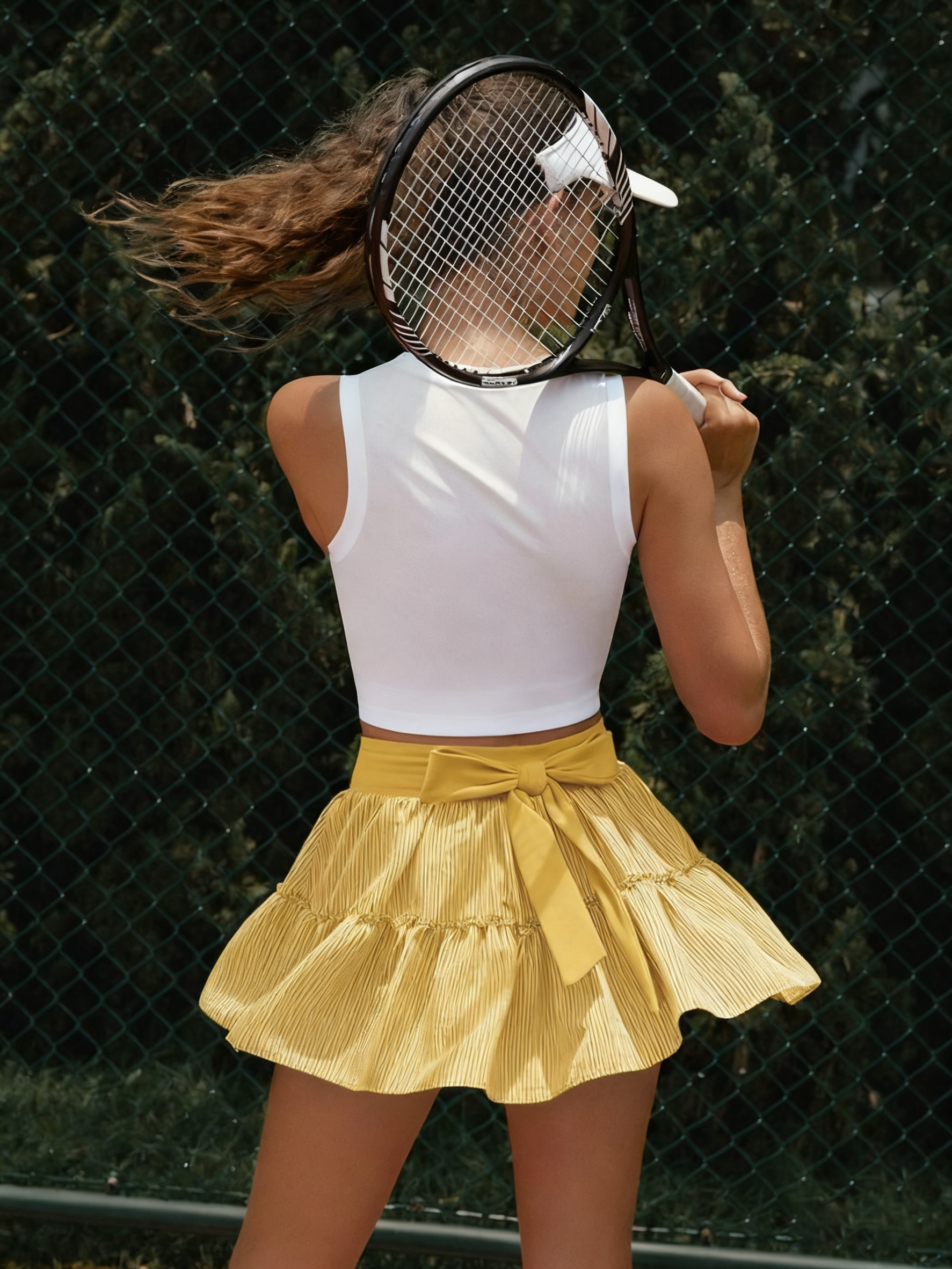 High-stretch Waistband Bow Tennis Skirt
