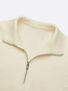Soft Butter Casual Plain Drop Shoulder Stand Collar Sweatshirt