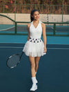 Cute 3D Flowers Dot Mesh Tennis Skirt