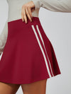 Retro Side Stripe Back Pleated A-line Tennis Skirt