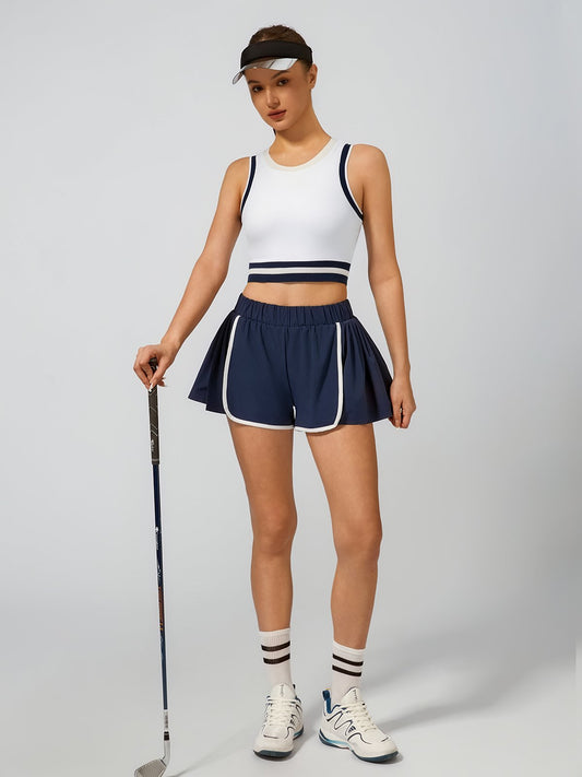 Women's Breathable Pleated Mid-Thigh Length Golf Shorts With Pockets