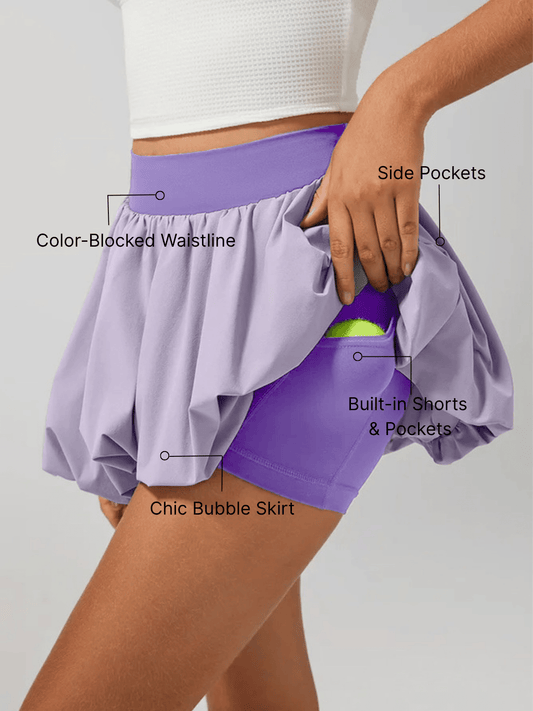 High Elasticity Bubble Tennis Skirt Purple