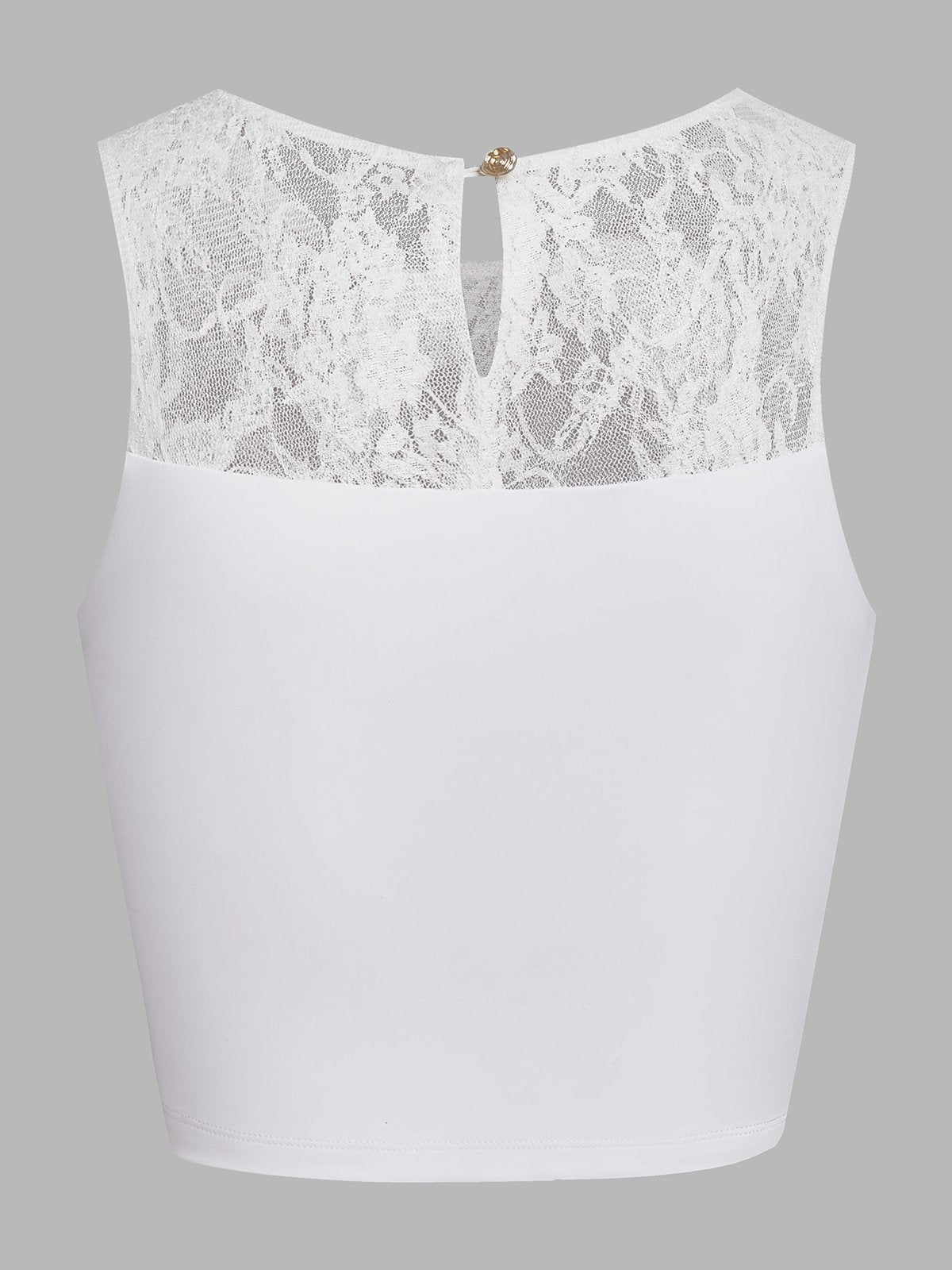 Lace Splicing Crew Neck Tank Top