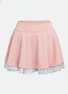 Mesh-Trimmed High-Elastic Waist Tennis Skirt Pink