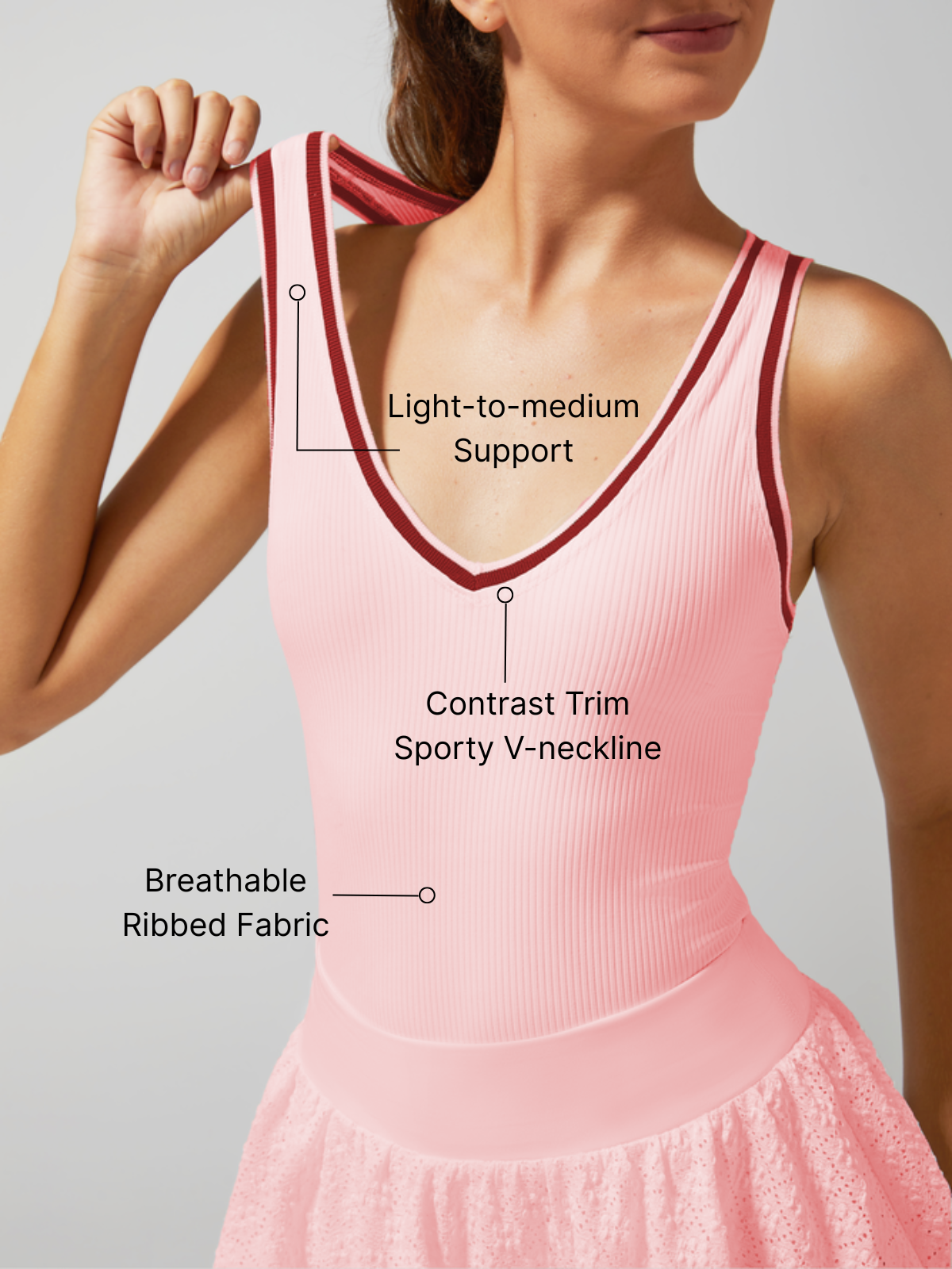 Light-to-medium Support Straps Breathable Ribbed Tank Top